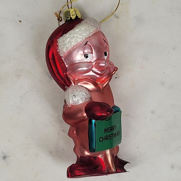 2001 Warner Bros. Merry Christmas Ornament Vintage Glass Character Red Pink 5” - Picture 12 of 16